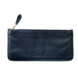 Y2K Coach Black Pebbled Leather Cardholder | Gold Zip Wallet, Capsule Staple EUC